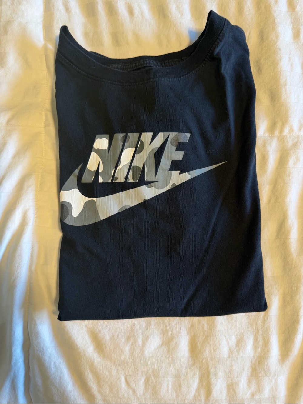Nike Black Tee with Gray Camo Swoosh and Logo